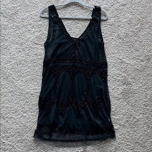 Free people beaded mesh shift-style mini dress 1920s inspired